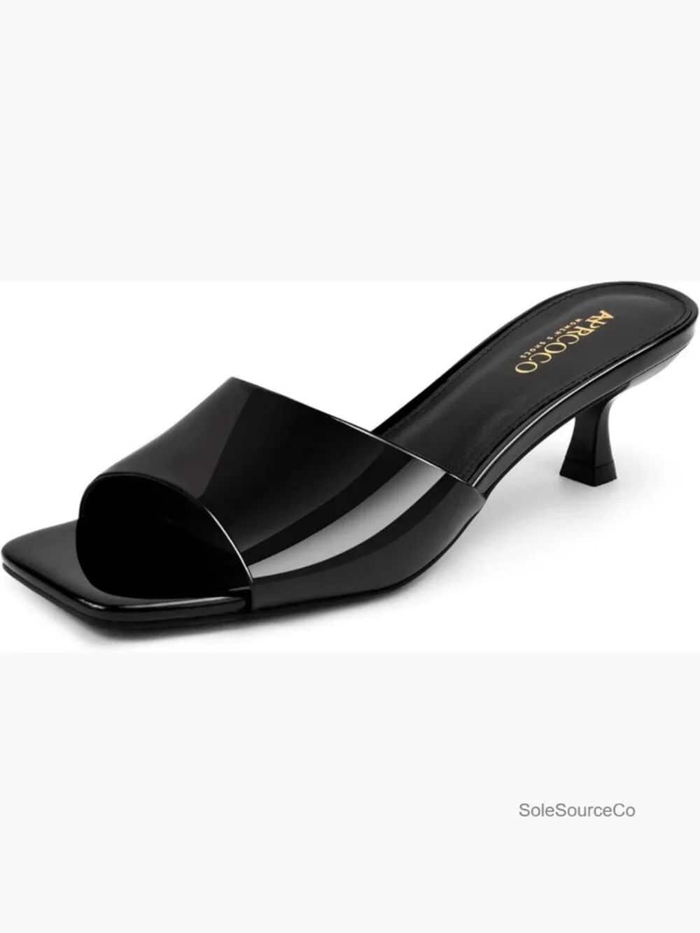 Kitten Heels Sandals Low Heels Square Open Toe Slip-On Mules Dressy Comfortable